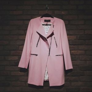 Zara outerwear pink long zipper coat